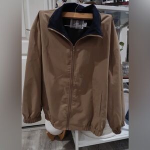 Urban Outfitters Tan Windbreaker with Navy collar